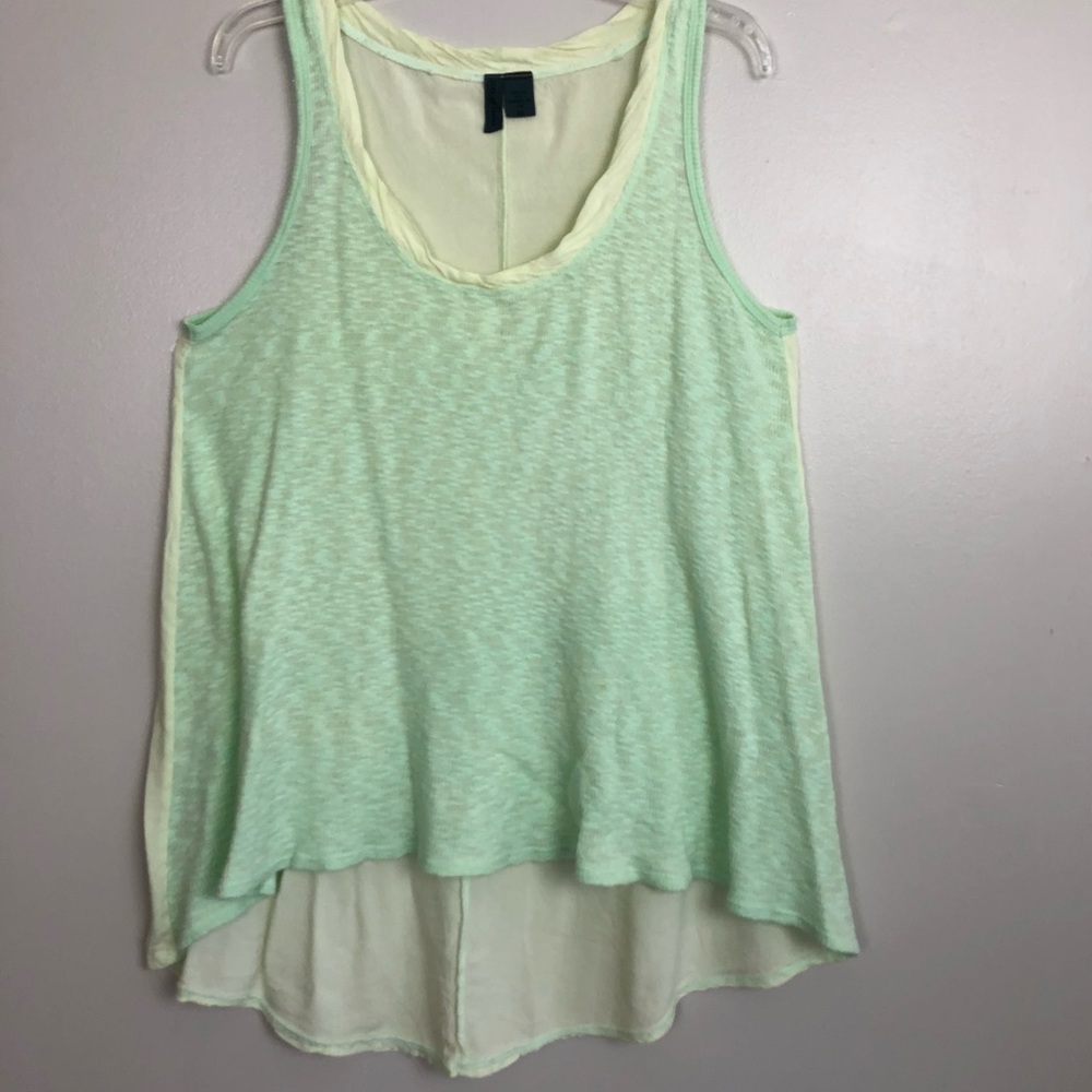 Anthropologie Left of Center Lime and Yellow Tank
